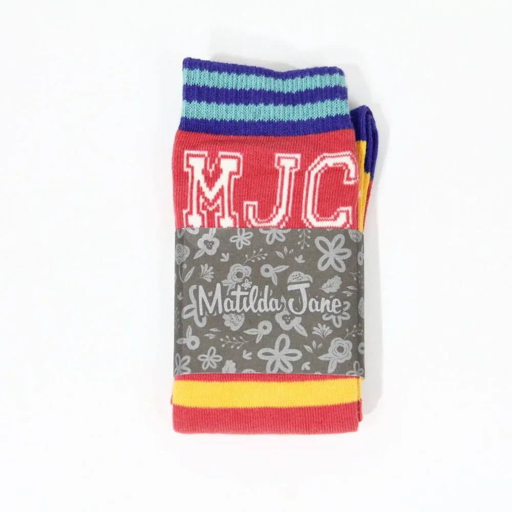 Matilda Jane Knee Socks NEW Girls Large Striped Logo Spirit Cotton blend